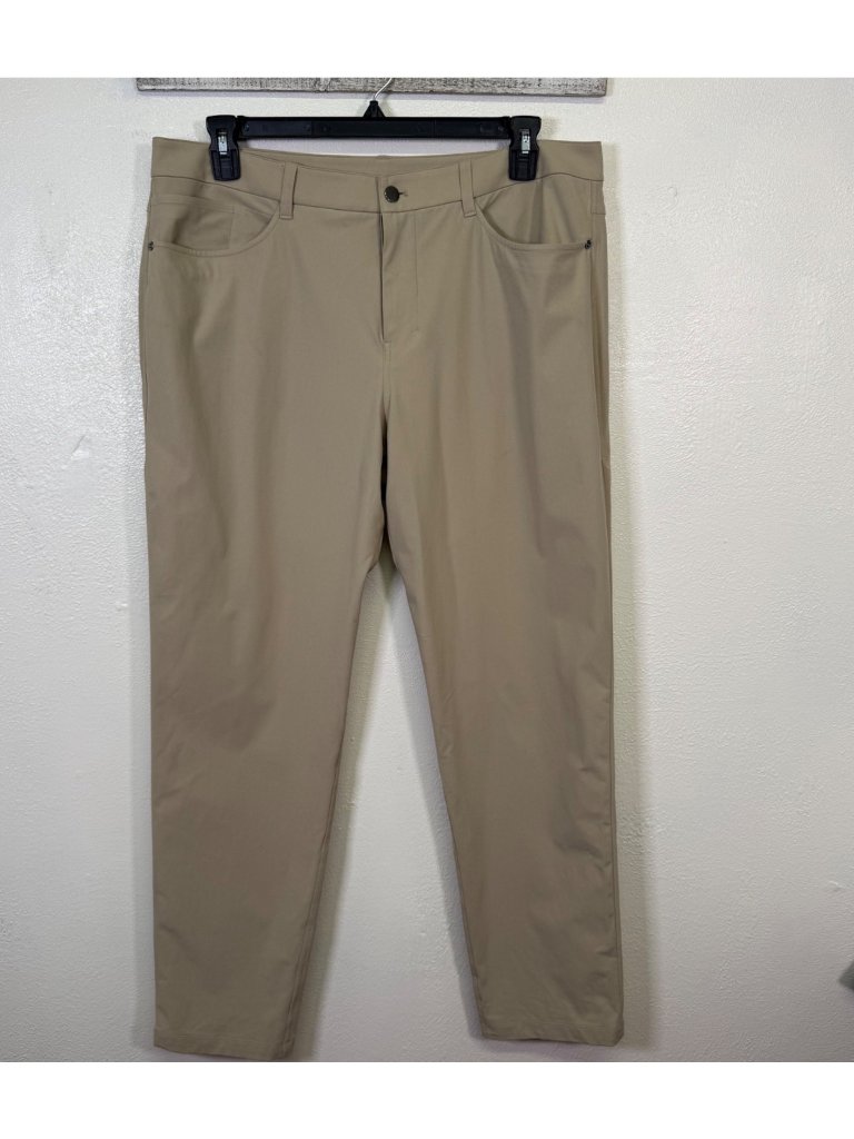 Lululemon Commission Slim Fit Pants 36 Khaki Beige Mens Stretch Casual Work